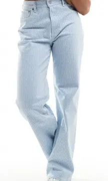 Abercrombie & Fitch Curve Love 90s Relaxed Jean, Blue and White Stripe