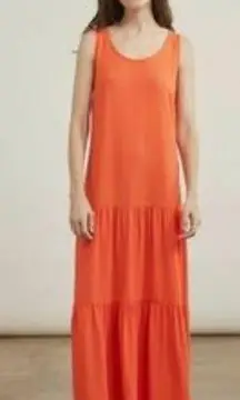 Elizabeth & James Orange Tiered Maxi Dress