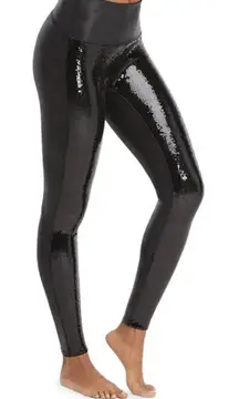 SPANX Faux Leather Sequin Leggings Size XS