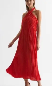 Halter Neck Pleated Midi Dress Size: 6
