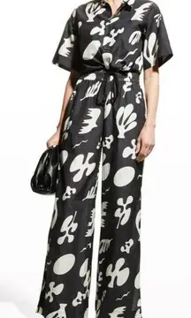 Frame Black & White Abstract Printed Set Crop Top & Flowy Pants | M