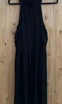 Vtg Jonathan Martin Women Tank Maxi Dress Black Size 14 High Neckline‎ Summer