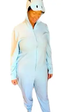 Adult Unicorn Onesie Pajamas Cosplay Costume Light Blue Size Large
