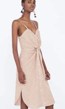 ZARA New  Checkered Summer Dress With Knit Detailed