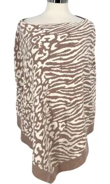Barefoot Dreams CozyChic Ocean Breeze Poncho Rose Animal Print One Size Plus NWT