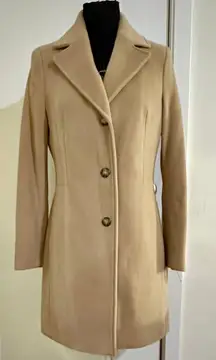 Wool Polyester Cashmere Blend Tan Camel Coat Jacket