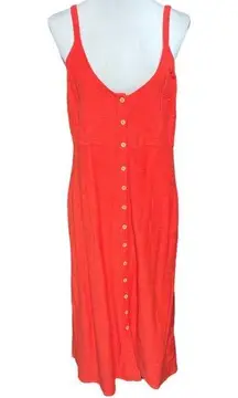 Lucky Brand Button Down Midi Tank Dress Orange Size Large