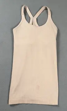 Lululemon Align Tank Top Women Ribbed Built in Bra Racerback Beige Stretch Yoga