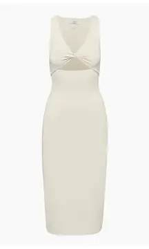 Aritzia babaton Cream mantle cut out midi contour cream dress spring $98 party M