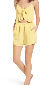 Mimi Chica Yellow Cutout Front Tie Romper