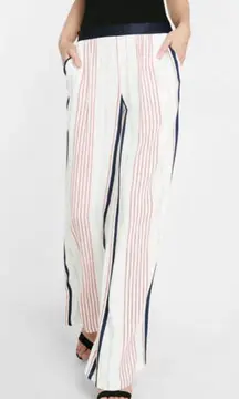 NWT Express Wide Leg Striped Pants Medium White Blue & Red‎ Nautical Trendy