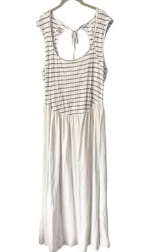 Free People  Beach Alana Midi Dress White Navy Stripe NWT XL