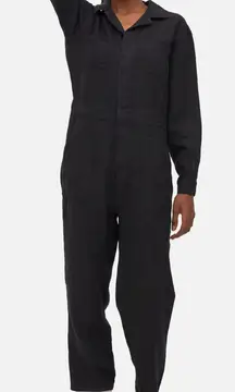Mate The Label Organic Linen Long Sleeve Black Jumpsuit Dress $248 Normcore