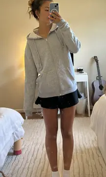 Grey Oversized Zip Up Hoodie