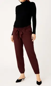 NWT A Pea In The Pod Underbelly Satin Jogger Pants Burgundy Size Large Maternity
