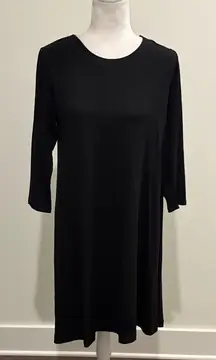 New With Tags Loft Petite Outlet Black Jersey Knit Swing Dress Sz MP