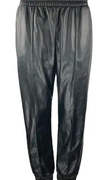 Express Women's Black Faux Vegan Leather Elastic Waist Trousers Jogger Pants S