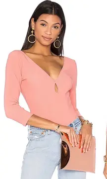 LPA pink ribbed bodysuit