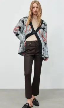 Zara Coated The Dreed Crop Flare Jeans