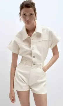 Zara Shimmery TRF Denim Romper NWT Sz. S