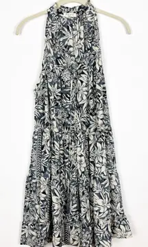 Paani Dress Floral Ruffle Tassel Tie Neck Tiered Sleeveless Size Medium