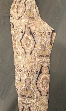 Gypsy 05 Patterned Ankle Pants - Blue, Yellow, Cream