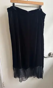 Sundance Velvet Silk Blend Lace Trim Skirt XXL boho goth minimalist holiday