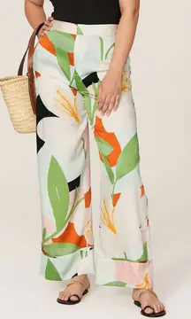 Great Jones Pants Wide Leg Multi Floral size 4‎ coastal Beachy resortwear Flowy