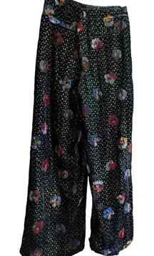 Anthropologie Eva Franco pasquette velvet floral wide leg pants 0