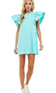 NWT Avara Boutique TCEC Blue Puff Sleeve Dress Sz M