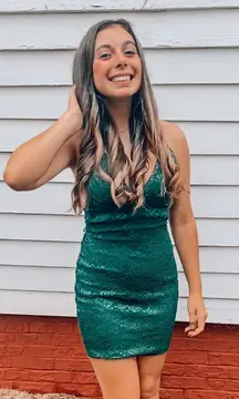 Honey and Rosie Green Sparkly Dress