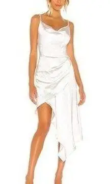 NWT ELIATT Satin Jacinda Rhinestone Asymmetric Cocktail White Dress Sz M