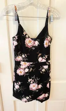 NWOT  black and pink floral romper