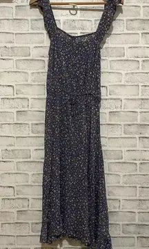 Arizona blue floral print sleeveless button front dress Medium