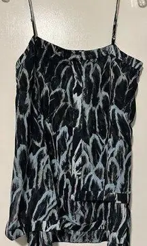 NWT Halston Heritage Silk Blouse Asymmetric Spaghetti Strap Top size L