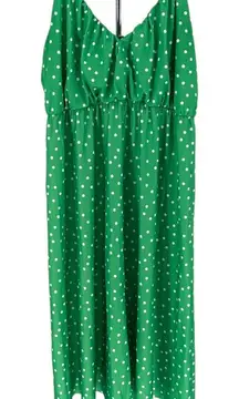 ASOS Maternity Green Cami Plunge Midi Dress Blouson Top Polka Dot size 16