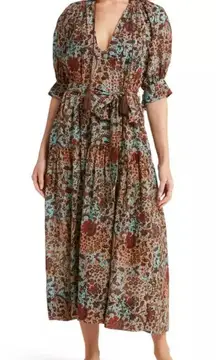 2023 Summer Ulla‎ Johnson Selena Coverup Midi Dress Lapis Size P XS Boho Wedding