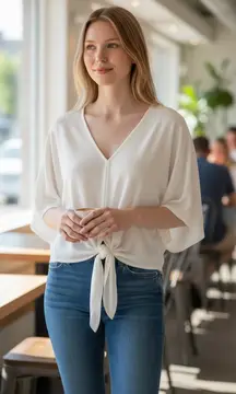 Love stitch Front Tie Blouse