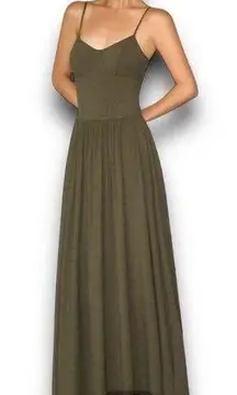 NEW Commense Bustier Corset Open Back Long Maxi Tank Dress Olive Green Small