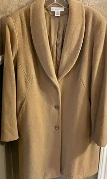 Preston & York 100% Wool Camel Long Coat Women's Size 14