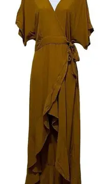 Young Fabulous And Broke Lilly Wrap Maxi Dress Kimono Sleeve Bronze Size Small