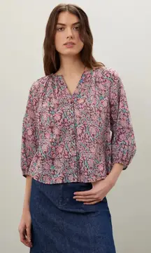 Apiece Apart Pink Mitte Floral Top Sz XXS