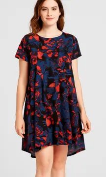 LuLaRoe Women's High-Low Floral Swing Dress Size Small –Short Sleeve Multicolor