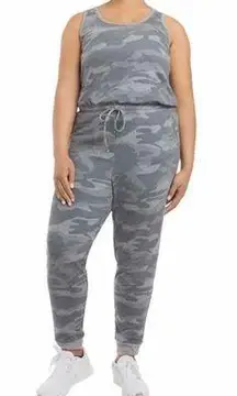 Danskin Grey Camo Print Sleeveless Fleece Racerback Lounge Romper Jumpsuit NWT
