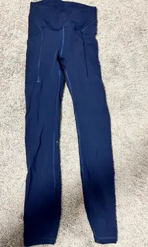 Lululemon Leggings 25" Fast Free With Pockets Navy