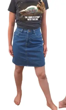 VINTAGE 90s LizWear Denim Jean Mini‎ Skirt Y2K 100% Cotton Size 2