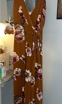 Xhilaration Brown Floral Maxi Romper