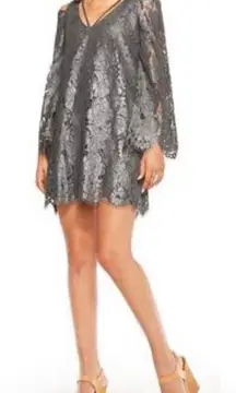 Chaser Strappy‎ Bell Sleeve Dress Magnet Gray NWT Medium CW6610
