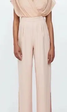 Zara Basic Lace Sheer Pale Pink Side Slit Pants Feminine Fairy Jumpsuit Formal