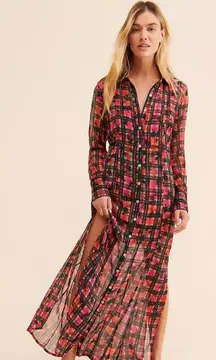Free People Jerra Plaid Maxi Shirt Dress